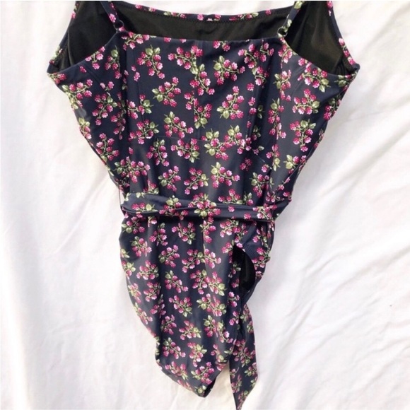 J.CREW | NWT TOPSTITCHED TIE WAIST ONE PIECE IN TWILIGHT BERRY SIZE 12 - Picture 10 of 11